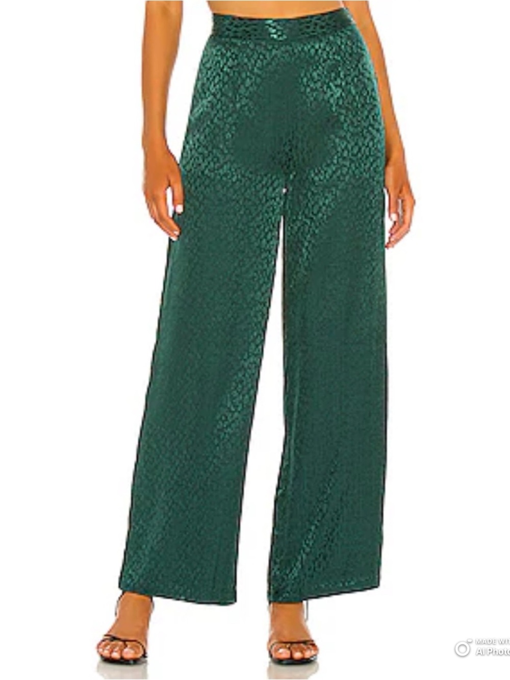 NWT L*Space Harlow Wide Leg Pant Ultramarine Green Leopard Satin Jacquard Size 0
